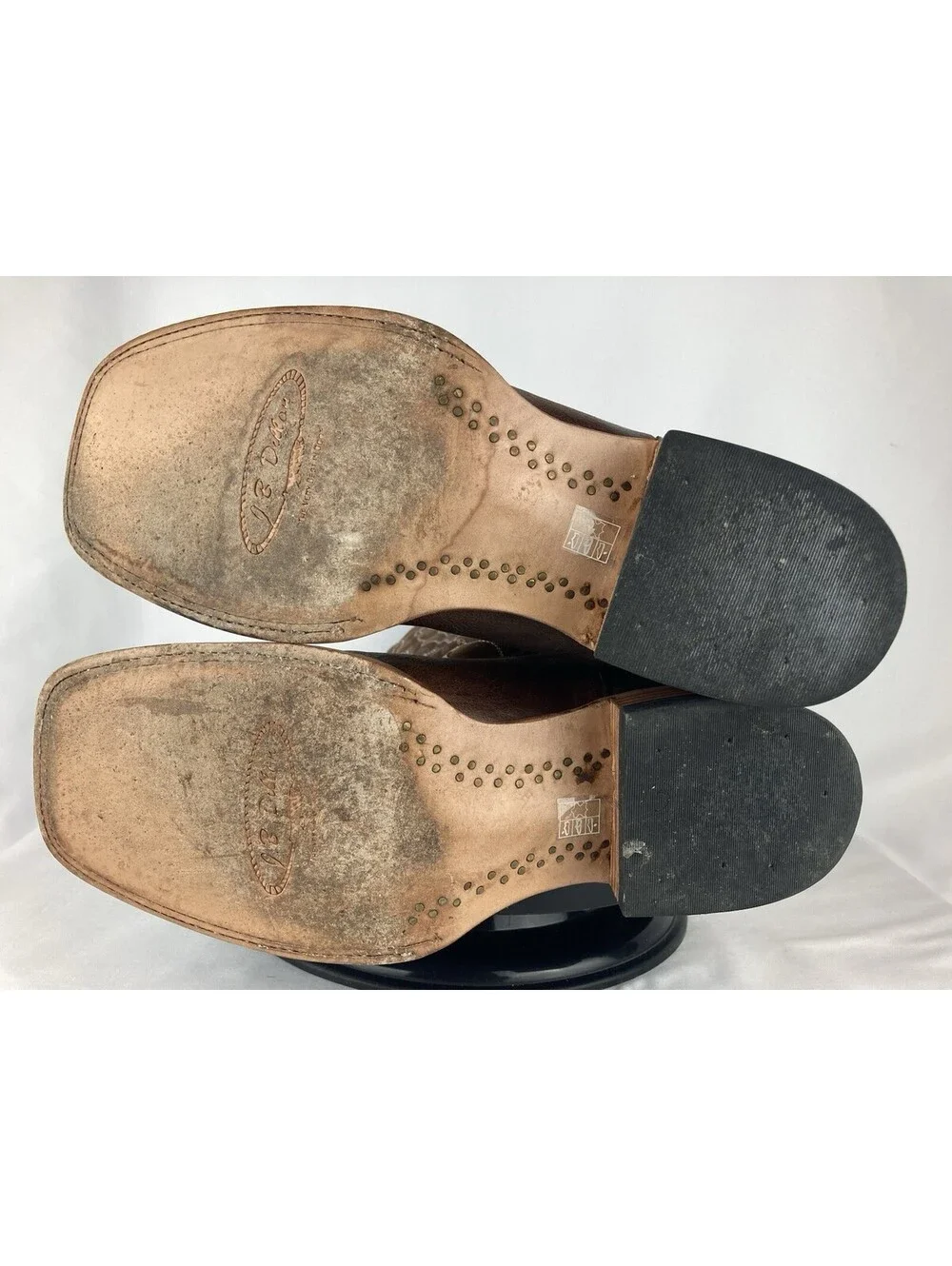 Men’s 8.5 EE (Wide) JB Dillon Mad Dog Bone Goat Leather Cowboy Boots Square Toe